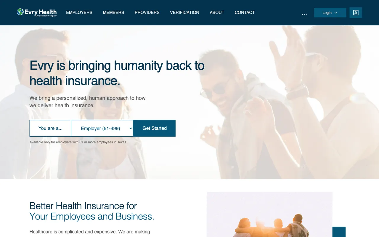The Evry Health website home page