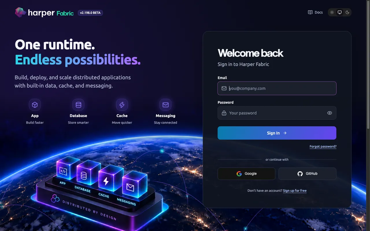 Harper Fabric Studio sign-in and platform interface