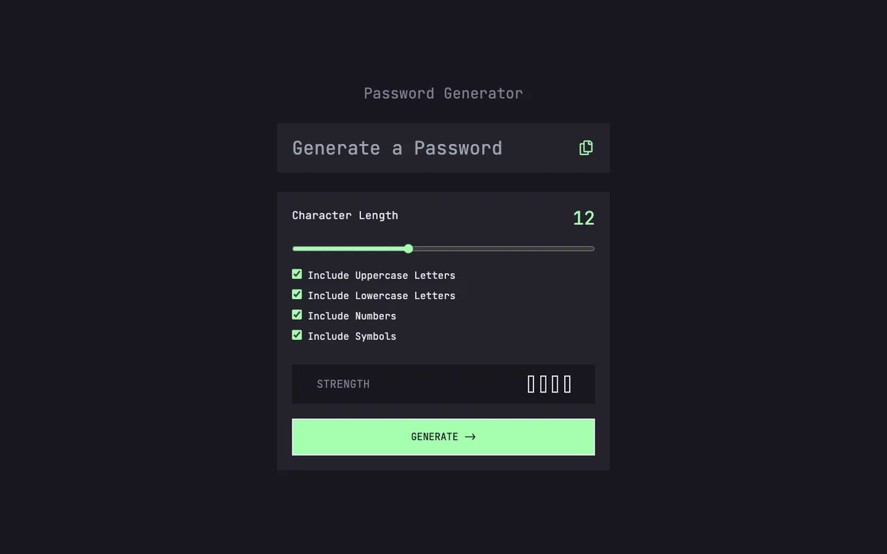 Password Generator app with length slider and character options